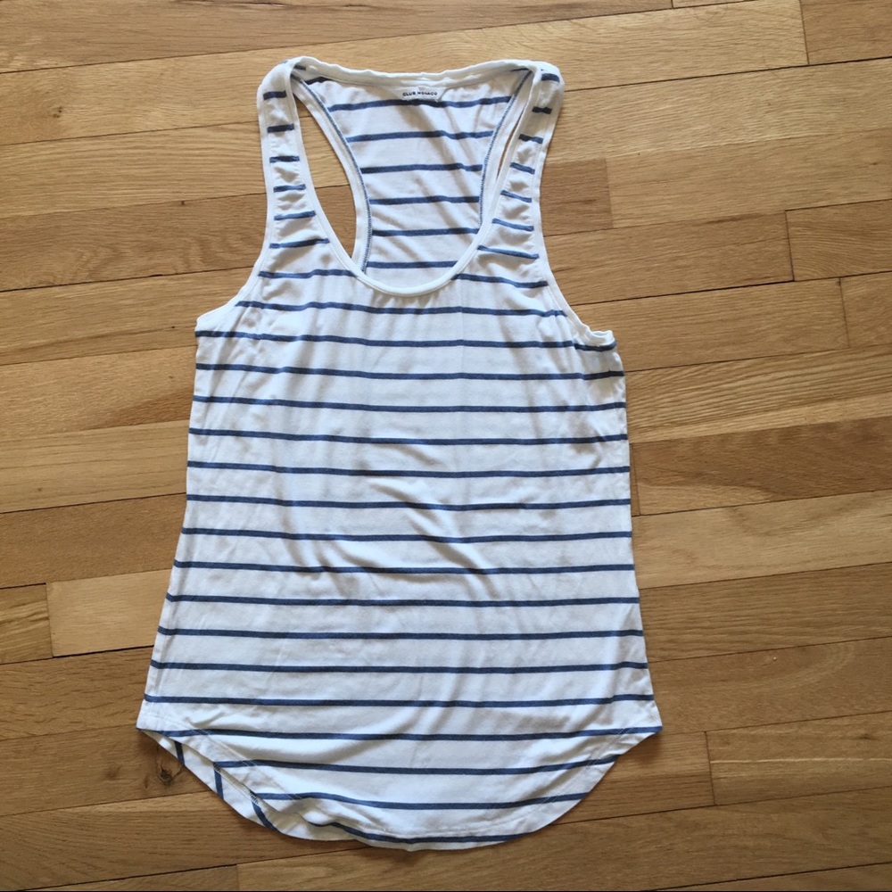 Blue & white striped racer back tank New w/o tags